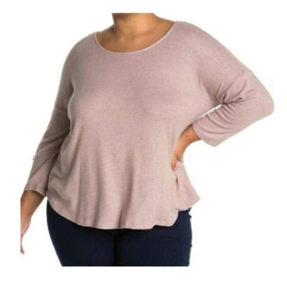 NWT Women's Bobeau Pink Cross-Back 3/4 Sleeve Embroidered Top Size XL $60 G207